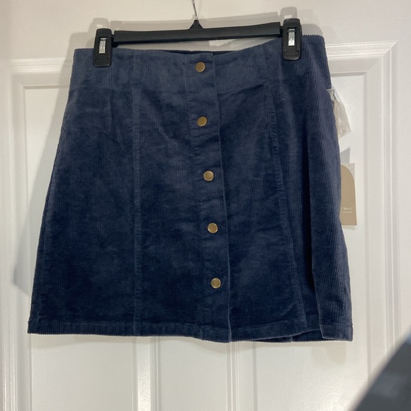 Jackson Rowe Skirt Size M Blue Corduroy Mini Skirt Snap Buttons  NWT - Picture 1 of 7
